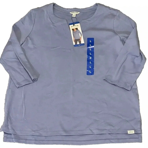Orvis Womens’ Pima Cotton ¾ Sleeve Split Neck Top - Picture 4 of 8